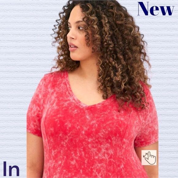 TORRID Plus Size Mini Super soft V-Neck Trapeze Dress. - Picture 8 of 16